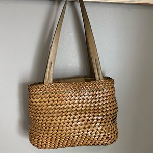 Pre-owned Fossil Liberty tan crossover purse genuine leather handbag boho